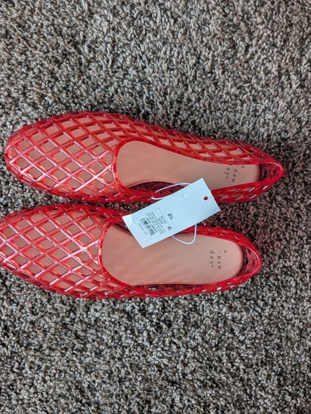 a new day Coral Red Lattice Jelly Slip-On Flats - Picture 5 of 5